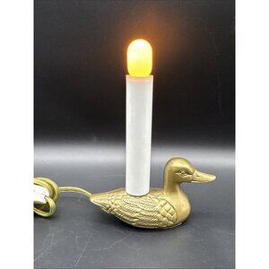 Vintage MCM Brass Duck Bird Night Light Small Electric Table Accent Lamp Cottage